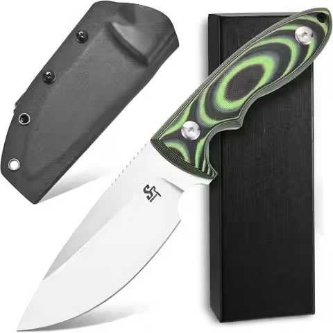 Sitivien ST24 Fixed Blade Knife AUS-8 Black Stonewashed Blade G10 Handle Full Tang EDC Fix Knifes fo