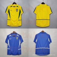 【Retro SSS+】Retro Brazil 2002 Home Away Yellow Blue Football Jersey For Men