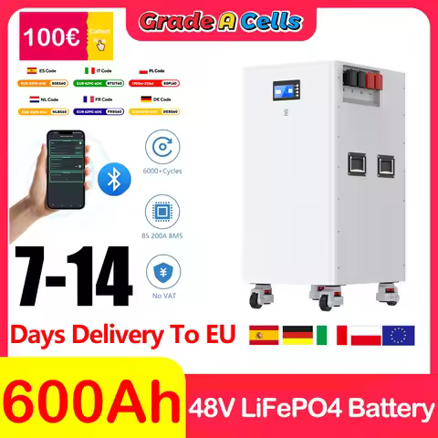 LiFePO4 Battery 48V 600Ah Lithium Battery 51.2V 300Ah 15KW 10000+Cycles Bluetooth BMS CAN RS485 LED 