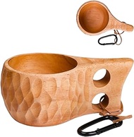 A.F.N.A.L Kuksa Camping Mug Wooden Bushcraft Handcarved Cup, Nordic Style Coffee & Hiking Kuksa, Rub
