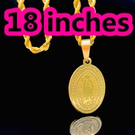【Mama Mary】Big Pendant Mama Mary With Rope Chain Twisted Chain For Men 24 Inches Long Oval Mama Mary