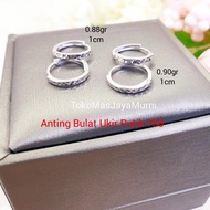 Anting Emas Bulat Ukiran Simple Putih 750 17k