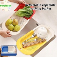 PurpleSun Food Grade Dopamine Telescopic Vegetable Washing Basin Drain Basket Multifunctional Home K