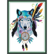 Joy Sunday Stamped Cross Stitch Ktis Indy Wolf DMC Threads Chinese Cross Stitch Set DIY Needlework Embroidery Kit