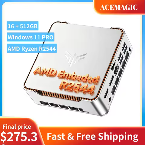 ACEMAGIC Mini PC AMD Ryzen Embedded R2544 16GB DDR4 512GB SSD Windows 11 Pro Dual Storage Up to 4TB