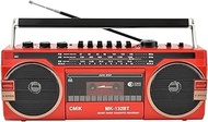 Portable Boombox CD Tape Player,Cassette Player Radio,Classic 80s Style Retro Bluetooth Cassette Recorder and AM/FM Radio Speaker,Cassette Recorder for Family Gathering Travel (Color : Red)