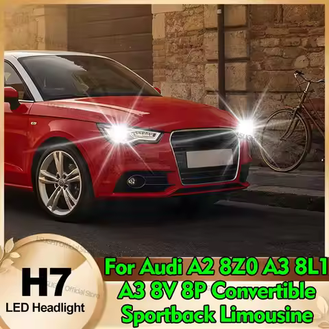 2x H7 LED Car Headlight Bulbs For Audi A2 8Z0 A3 8L1 A3 8V 8P Convertible Sportback Limousine Mini S