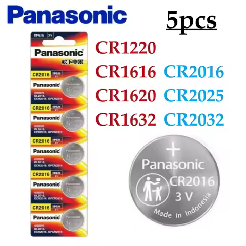5Pcs Original Panasonic CR2032 battery CR2025 CR2016 batteria CR1632 CR1220 CR1616 CR1620 For Watch 