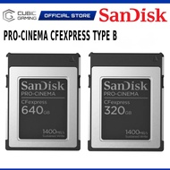 SANDISK PRO-CINEMA CFEXPRESS TYPE B MEMORY CARD 320GB / 640GB WITH UP TO 1700MB/S / DURABLE ENCLOSUR