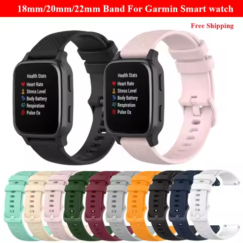 20mm Original Silicone WatchBand for Garmin venu SQ2/ VivoMove Trend Quick-Release Silicone Watch Ba