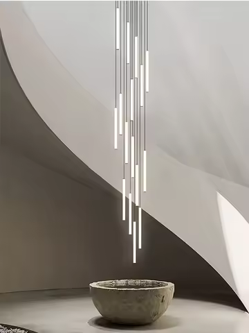 Modern Luxury Led Pendent Lamp Loft Stair Ceiling Chandelier Living Room Lighting Suspension Light A