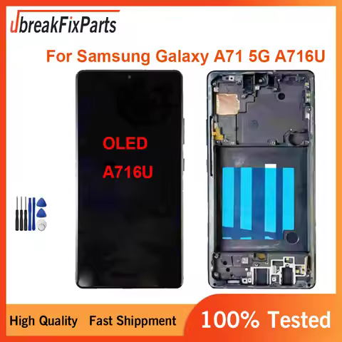 OLED For Samsung Galaxy A71 5G A716U SM-A716U1 LCD Touch Screen Digitizer Frame Assembly