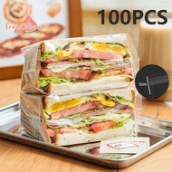 [ECM] 100pcs Transparent Disposable Candy Gift Bags Flat Pocket Plastic Bag Bread Toast Baking Packa