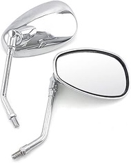 Rearview Mirrors Universal 10mm Chrome Rearview Mirrors Motorcycle Motocross Scooter E-bike Racing Motorbike Side Mirror Rear View Accessories Handlebar Bar End Mirrors