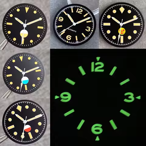 Tandorio 29mm Retro Men Watch Dial Face For Fifty-Fathoms Watch Case Fit NH35 NH36 ETA2824 PT5000 Au