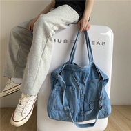 Little Maple - Premium Jeans Big Tote Bag/Korean Shoulder Bag/Korean Jumbo ToteBag Jeans Bag