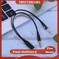 1 Female to 2 3.5mm Male Plug Y Splitter Stereo Mic Audio Adapter Cable