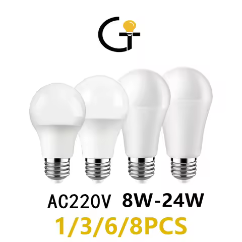 1-8PCS Led Bulb A60 8W 9W 10W 12W 15W 18W 20W 24W High Brightness E27 B22 Lampada AC220V-240v 3000K 