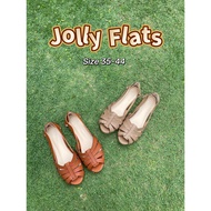 SM Jolly Ready Stock MY Women hollow strappy soft insole comfort slip on open peep toe flat court sa