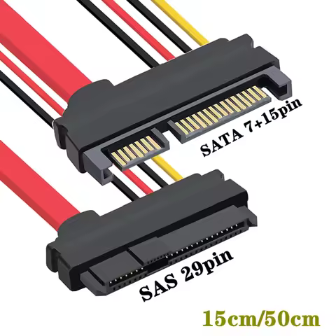 SAS to SATA,SFF-8482 SAS 29 Pin to SATA 22Pin Hard Disk Drive Raid Extension Cable with 15 Pin SATA 