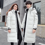 Winter Long Couple Down Jacket Hooded Warm Thickened White Duck Down Youth Over-the-Knee Long 90 Down Jacket Men