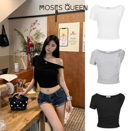 MOSESQUEEN Fashion Oblique Neck Blouse | Sexy Off-Shoulder Design | Women's Trending Top #62823