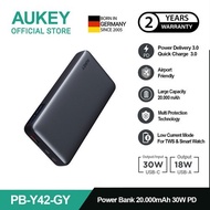[FS] AUKEY Powerbank 20000mah PB-Y42-GY USB C 30W PD 3.0 Slim
