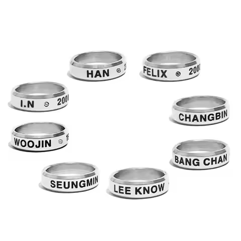 1PCS KPOP Finger Ring Felix Hyunjin Bangchan Lee Know Han Birthday Date Printing Titanium Steel Jewe