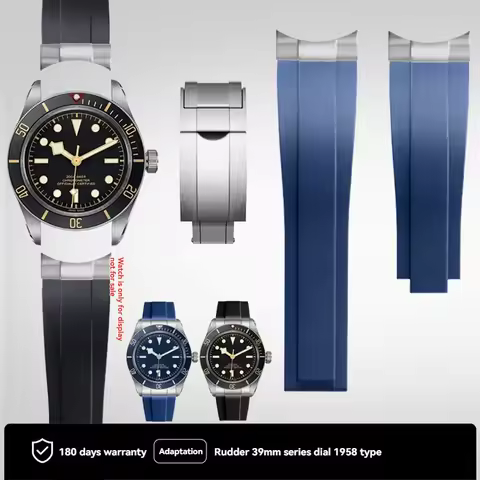 20mm 22mm Soft Rubber Strap for Tudor Black Bay Panda/Pro/Black Shield – Quick Release Diver Band wi