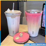 600ML Tyeso Tumbler Portable Coffee Mug Gradient Cup Vacuum Insulated Mug Stainless Steel Free Straw