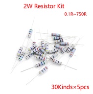 150pcs 2W Carbon film Resistor Kit  Assortment Kits 30values*5pcs 0.1~750 ohm 1K~820K ohm 2w 5% Resi