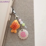 HUIMAO Fish Cake Keychain, Pink Squid Roll Japanese Food Taiyaki Pendant, Phone Lanyard Bag Keyring 