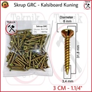 Skrup GRC 1 Pack [ 100 Pcs ] Panjang 3 CM Sekrup Kalsiboard 6 x 1.1/4 Kuning Screw Calsiboad
