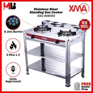 XMA By AIWA High Quality Stainless Steel Double Standing Cooker / Gas Stove / Dapur Gas (XSC-8080SS)