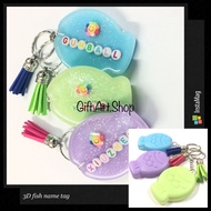 handmade name keychain customise customize cute 3D fish class tag gift kids Christmas Birthday Valentine taiyaki friends