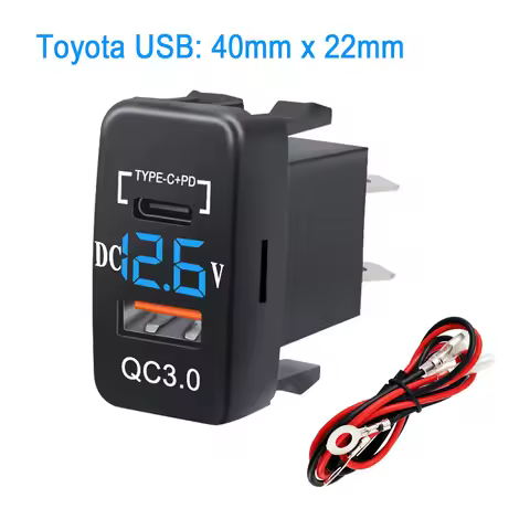 12V Dual USB Charger Socket Car Adapter QC 3.0&Type C Fast Charger Socket with Voltage Display for T