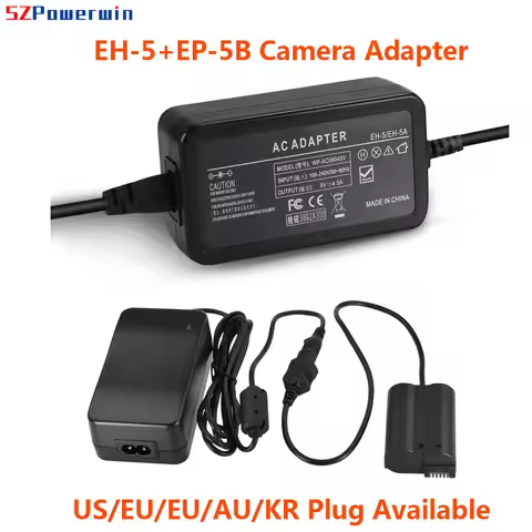 Powerwin EN-EL15 EH-5 EP-5B Camera Adapter EH5 EP5B Dummy Battery AC Power Supply for Nikon 1 V1 D72