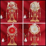 Chinese Bridal Holding Fan Wedding Antique Long-handled Group Fan Wedding Hanfu Headdress Finished H