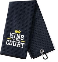 DYJYBMY King of The Court Funny Golf Towel, Embroidered Golf Towels for Golf Bags with Clip, Golf Gift for Men Husband Boyfriend Dad, Birthday Gifts for Golf Fan, Funny Golf Lover Gift