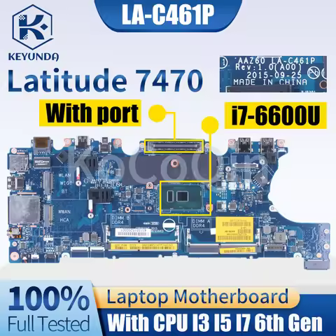 For DELL Latitude E7470 7470 Notebook Mainboard LA-C461P 0VNKRJ 0DGYY5 0YDW8F 03GMP2 0V2N4V I3 I5 I7