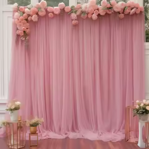 5FT×10FT Chiffon Backdrop Curtain for Wedding Party Halloween Decor Slight Glimmer Sheer Baby Shower