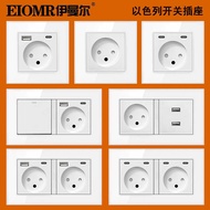 16A Glass White Israel Socket Panel Israel Israel with SB type c Power Switch Socket Concealed