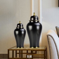 Ceramic Jar Table Display/Black White Ginger Jar Vase 565