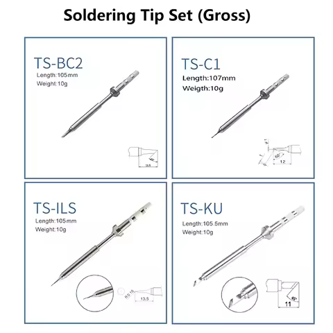TS100 TS101 Pine64 Pencil Mini Digital Soldering Iron Tip Replacement Bit Head B2 BC2 C4 D24 K I Ku 