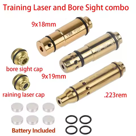 9x19mm Laser Training Bullet Bore Sight 2 in 1 Dual Purpose Pointer for Dry Fire Snap Caps for 9x18m