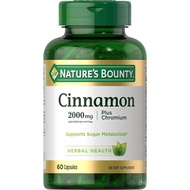 Nature's Bounty Cinnamon 2000mg dengan Kromium, Suplemen Sokongan Metabolisme Gula, 60 Kapsul W9XE