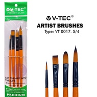 V-TEC ARTIST BRUSHES TYPE VT 0017.S/4 NO. 6, 10, 12, 16 - PAINTING BRUSH SET OF 4 PCS