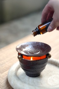 復古金屬釉陶瓷茶香爐 精油薰香座 煎茶器 溫茶燭台 侘寂居家擺件