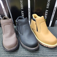 SAFETY SHOES 1707 BLACK BEIGE DARK BROWN DOUBLE ZIP MID CUT KASUT KERJA