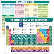 Jauisus Laminated Periodic Table of Elements Chart, Double-Sided Chemistry Reference Chart Equation 